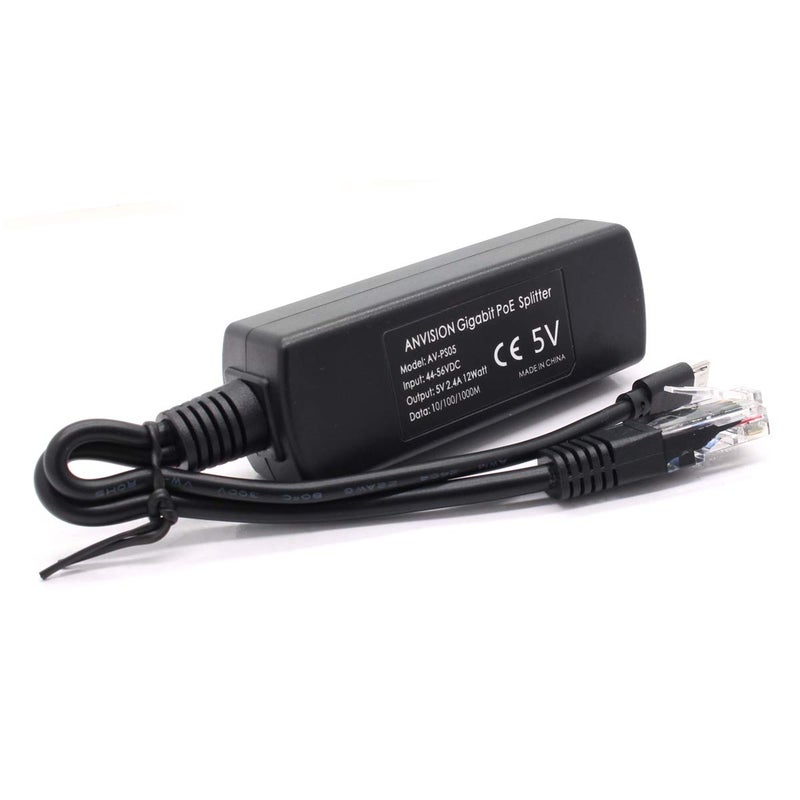 ANVISION 4-Pack Gigabit PoE Splitter, 48V to 5V 2.4A Micro USB Ethernet Adapter, Compatible with Raspberry Pi 3B+, IP Camera and More - Image 4